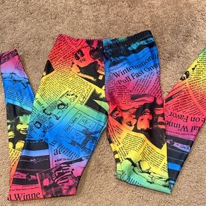 Zara Terez Multi-Color Newspaper Print Leggings